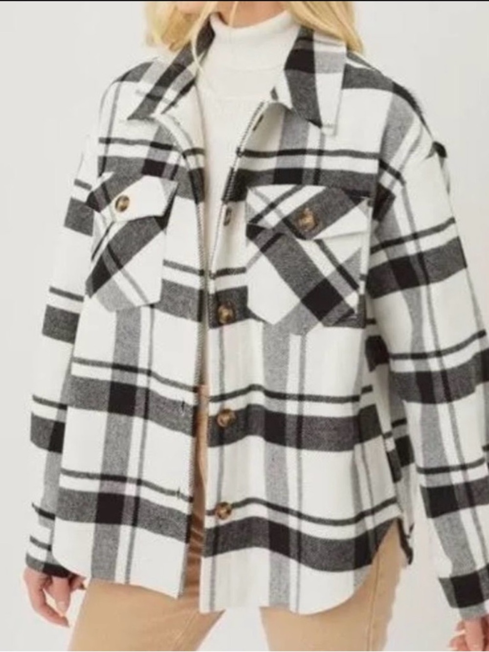 🖤 EUC Love Tree Black & White Plaid Shacket Jacket
